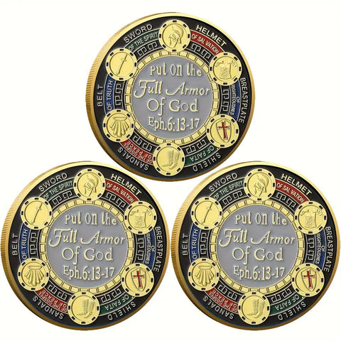 Put On The Full Armor Challenge Coin Novelty Challenge Coin Prayer Pocket Hug Token Lucky Coin 3pcs
