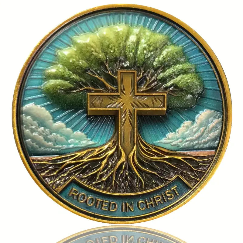Rooted in Christ Christian Challenge Coin Inspirational Gift with Protective Case