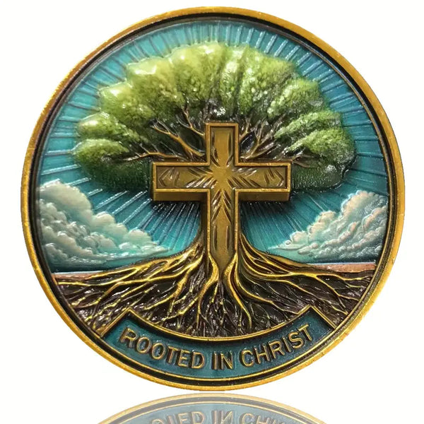 Rooted in Christ Christian Challenge Coin Inspirational Gift with Protective Case