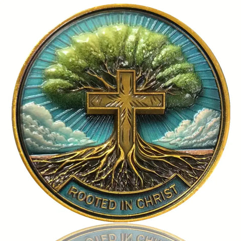 Rooted in Christ Christian Challenge Coin Inspirational Gift with Protective Case
