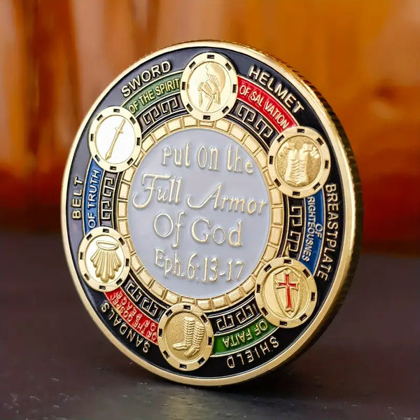 Put On The Full Armor Challenge Coin Novelty Challenge Coin Prayer Pocket Hug Token Lucky Coin 3pcs