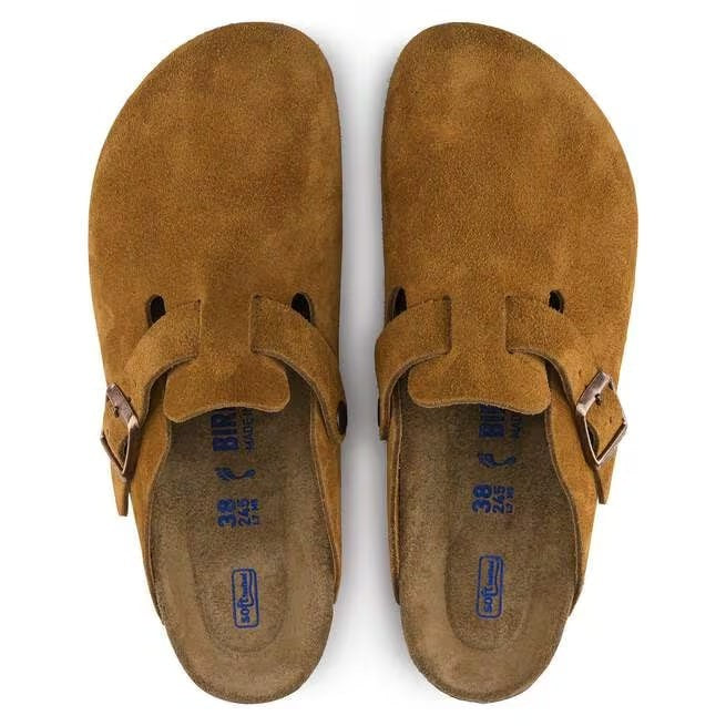 Birkenstock Boston Soft Footbed Suede Leather Clog Shoes Taupe,Black,Mocha,Mink