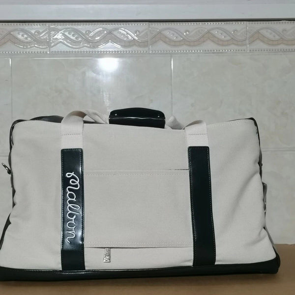Malbon Golf Green White Travel Duffle Bag Weekender Carry Pre-owned