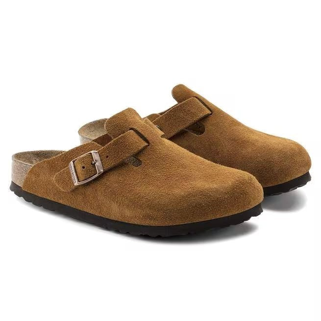 Birkenstock Boston Soft Footbed Suede Leather Clog Shoes Taupe,Black,Mocha,Mink