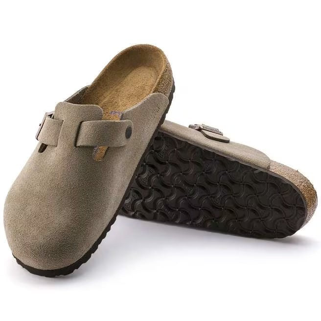 Birkenstock Boston Soft Footbed Suede Leather Clog Shoes Taupe,Black,Mocha,Mink
