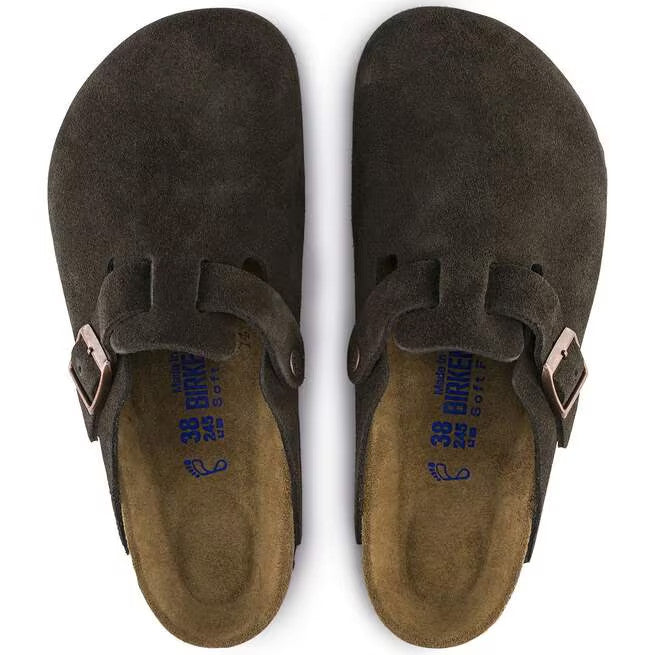 Birkenstock Boston Soft Footbed Suede Leather Clog Shoes Taupe,Black,Mocha,Mink