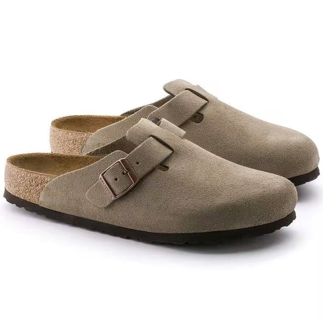 Birkenstock Boston Soft Footbed Suede Leather Clog Shoes Taupe,Black,Mocha,Mink