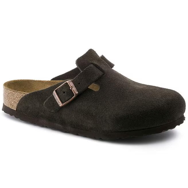 Birkenstock Boston Soft Footbed Suede Leather Clog Shoes Taupe,Black,Mocha,Mink