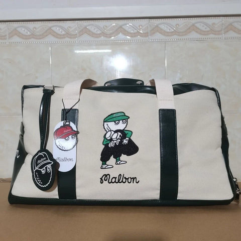 Malbon Golf Green White Travel Duffle Bag Weekender Carry Pre-owned