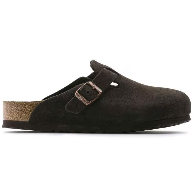 Birkenstock Boston Soft Footbed Suede Leather Clog Shoes Taupe,Black,Mocha,Mink
