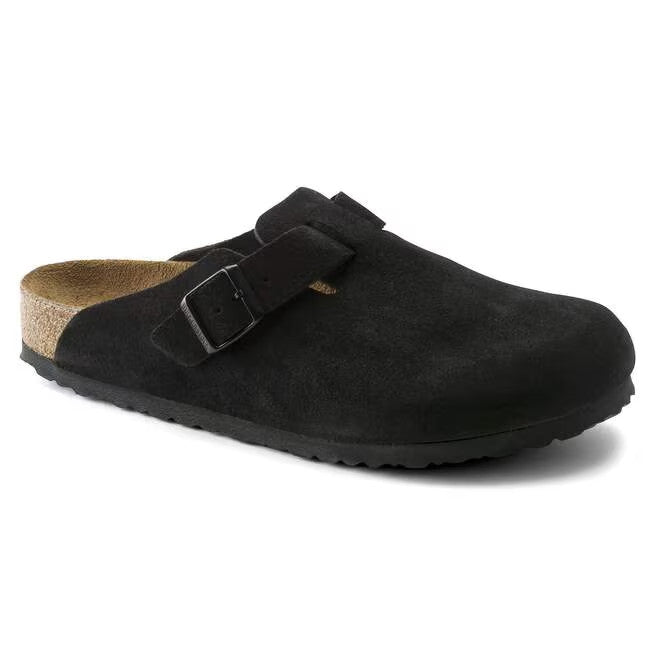 Birkenstock Boston Soft Footbed Suede Leather Clog Shoes Taupe,Black,Mocha,Mink