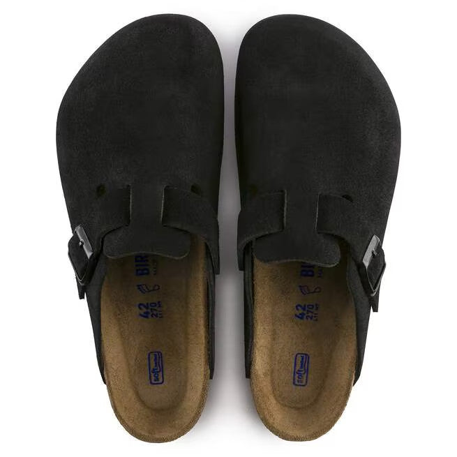 Birkenstock Boston Soft Footbed Suede Leather Clog Shoes Taupe,Black,Mocha,Mink