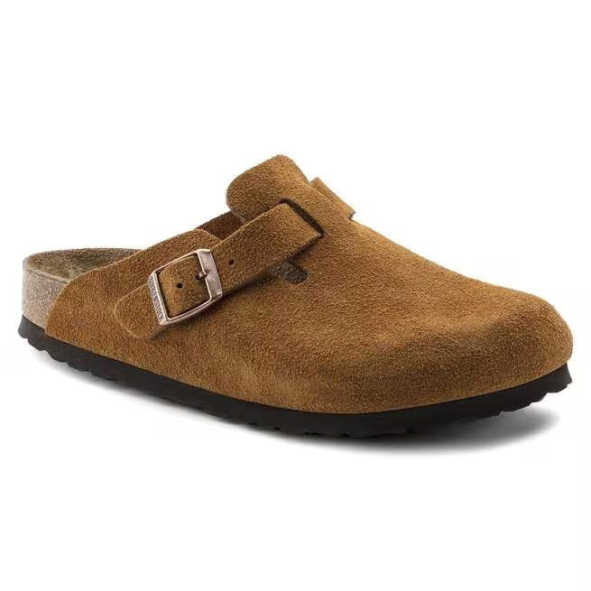 Birkenstock Boston Soft Footbed Suede Leather Clog Shoes Taupe,Black,Mocha,Mink