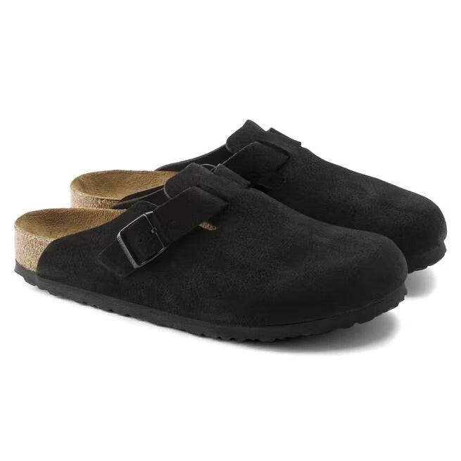 Birkenstock Boston Soft Footbed Suede Leather Clog Shoes Taupe,Black,Mocha,Mink