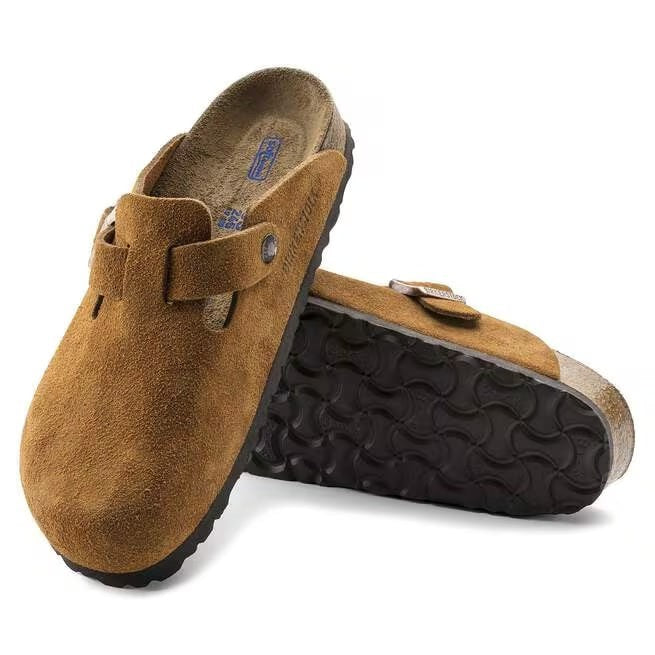 Birkenstock Boston Soft Footbed Suede Leather Clog Shoes Taupe,Black,Mocha,Mink
