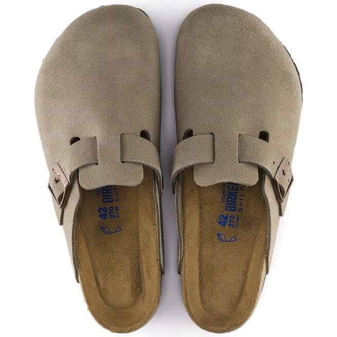 Birkenstock Boston Soft Footbed Suede Leather Clog Shoes Taupe,Black,Mocha,Mink
