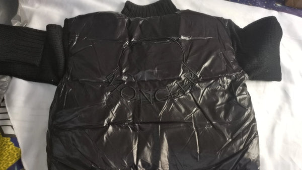 Pre-owned Moncler Women's Knitted Paneled Down Coat Size 2