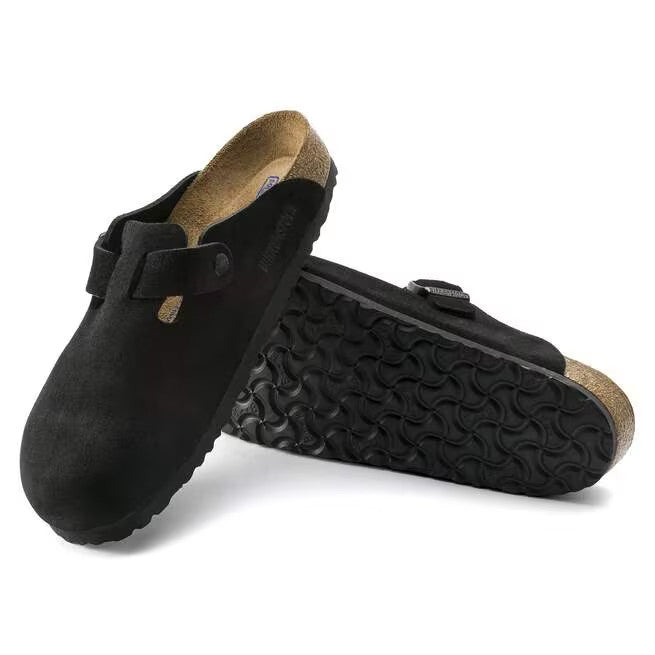 Birkenstock Boston Soft Footbed Suede Leather Clog Shoes Taupe,Black,Mocha,Mink