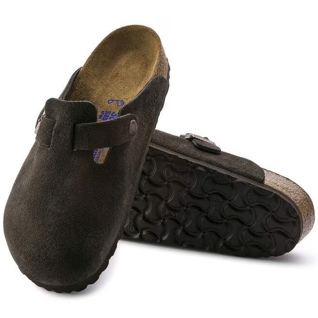 Birkenstock Boston Soft Footbed Suede Leather Clog Shoes Taupe,Black,Mocha,Mink