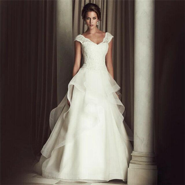 Floor-Length Strapless Lace Wedding Dresses - DressMaid Store