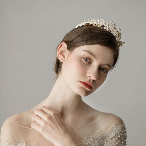 Crystal Leaf Hair Accessories Wedding Queen Crown