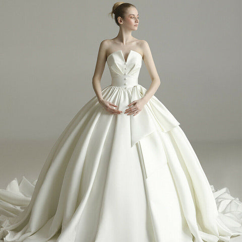 Sexy Sleeveless Bride Dress White Strapless Wedding Dress - DressMaid Store