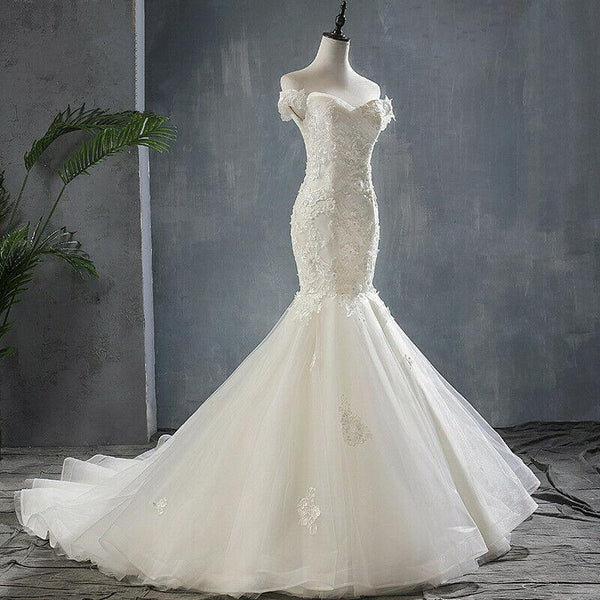 New Style 3D Flower Lace Fish Tail Wedding Dress Ball Gown - DressMaid Store