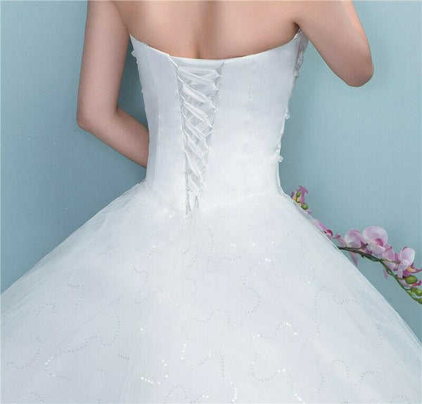 New White Lace Sexy Off Shoulder Wedding Dress with Long Tail - DressMaid Store