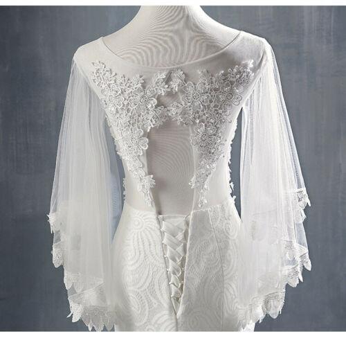 Lace Appliqued Mermaid Fish tail Bat Sleeve Wedding Dress